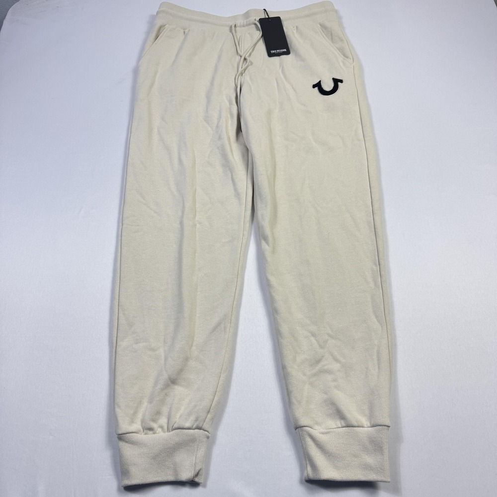 True Religion Jogger Pants Mens Medium Birch Fleece Washed HS‎ Patch Sweatpants